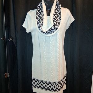 Chic Cowl Neck /Sweater Dress in Black and White